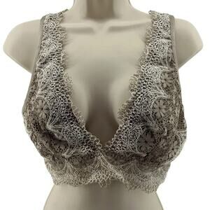 Victoria's Secret Light Brown Lace Bralette Bra Wire Free Womens Size Large